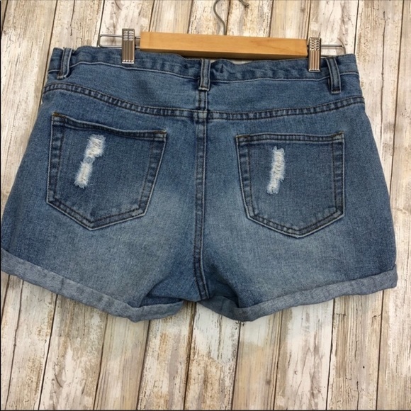Forever 21 Denim Short Blue Distressed Destroyed - Picture 4 of 8